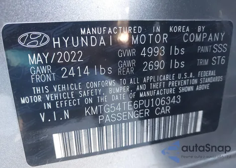 2023 Genesis G70 3.3T Awd z USA, uszkodzony, nr VIN KMTG54TE6PU106343